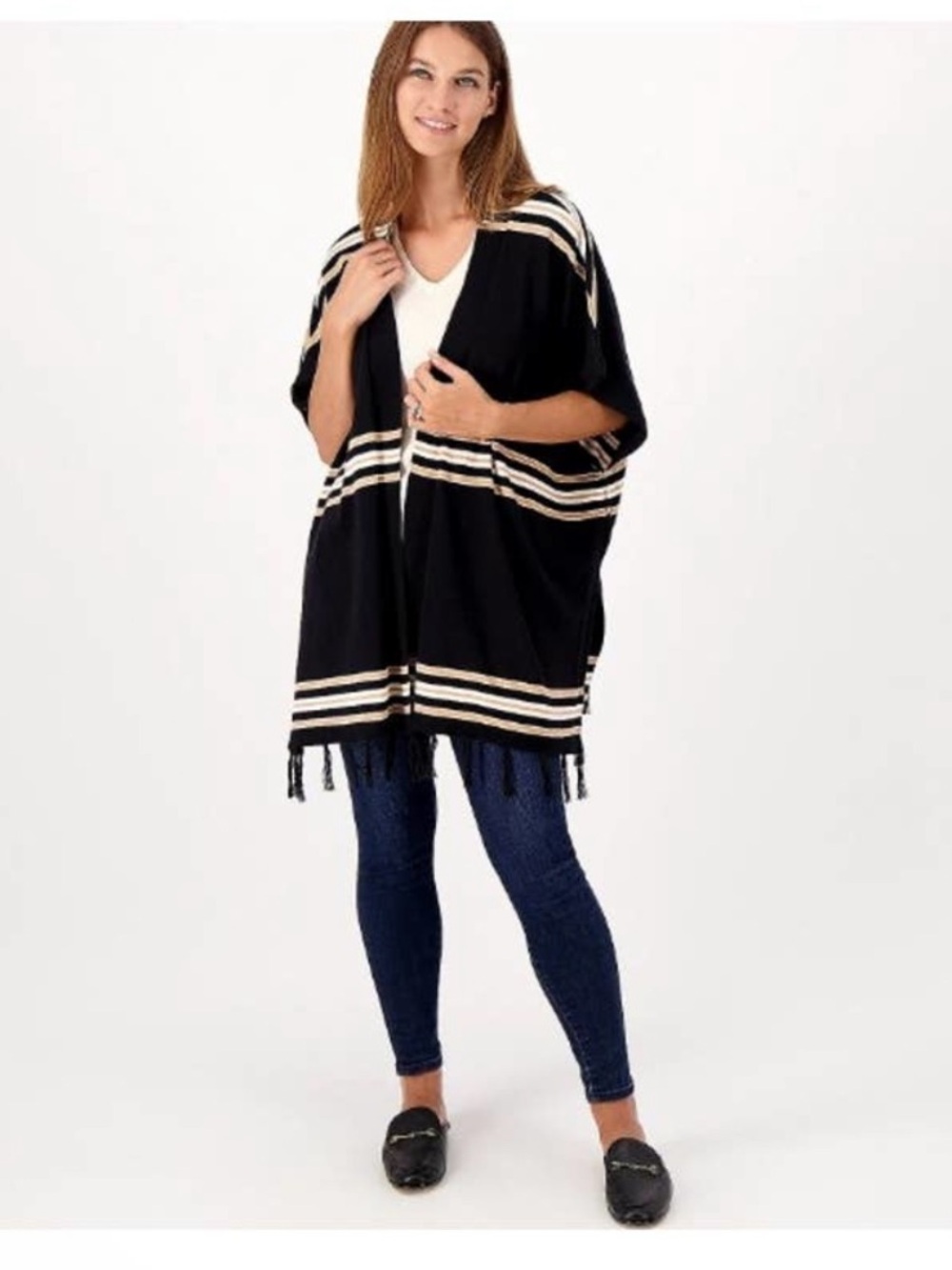 NWT Denim&Co Navy/white western ranch style Sz Sm/med